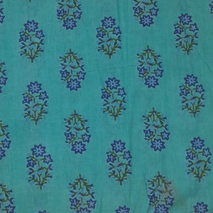 4 Yard Blue Floral Print Fabric , Blue Printed Cotton Fabric, Blue Cotton Print Fabric for Sewing, Quilting Fabric