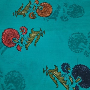2 Yard Blue Floral Print Fabric , Blue Printed Cotton Fabric, Blue Cotton Print Fabric for Sewing, Quilting Fabric