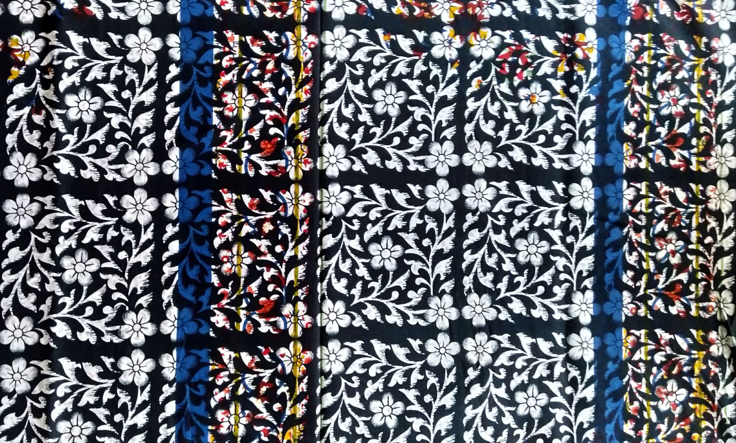 1.5 Yard Black White Floral Print Cotton Fabric for Dress | Etsy