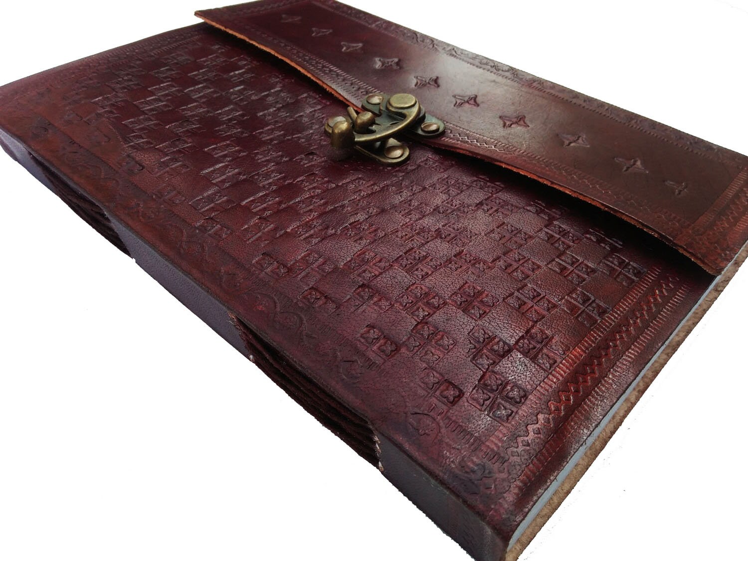 7X10 Genuine Leather Journal Camel Emboss Handmade Etsy