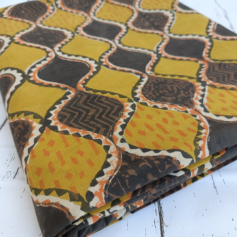 Block Fabric Pattern Geometric Block Print Cotton Fabric: Mustard & Black, 5 Yards - Etsy