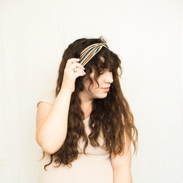 Striped Turban Headband - Fall Apparel - Cute Hair Accessory  - Stripes - Button Headband - Pretty Gift For Her - Women Apparel - Soft
