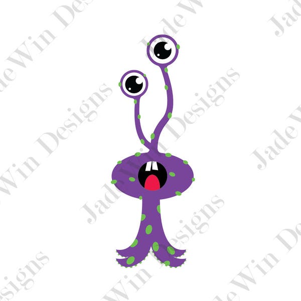 Purple Goofy Octopus Monster Clipart - .svg + .dxf + .png + .pdf for Silhouette Cameo / Cricut