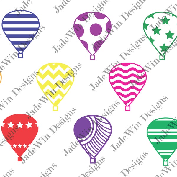 Hot Air Balloon Compilation Clipart - Balloons - SVG + DXF + PNG Files for Silhouette Cameo or Cricut