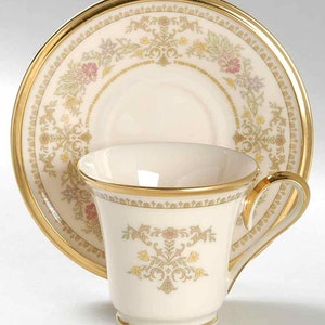 Vintage Lenox Castle Garden Footed Demitasse Cup & Saucer Set