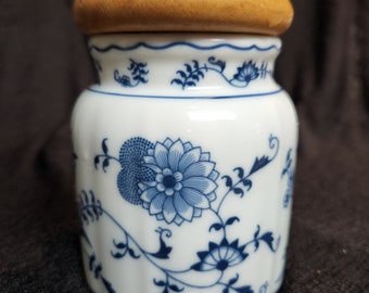 Vintage Small Canister with Lid Blue Danube (1991 Anniversary Stamp)