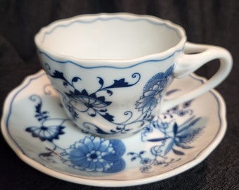 Vintage Oversized Cup & Saucer Set Blue Danube