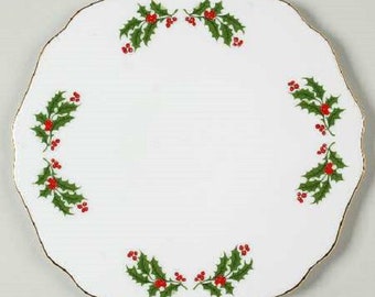 Vintage Christmas Holly "All the Trimmings" White and Gold Trivet