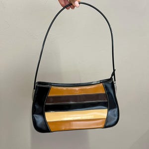 Vintage 90s shoulder bag Y2K Patent Leather Shoulder Bag