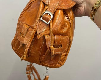 Vintage 90s Mini Suede & Nylon Backpack / Mini Backpack