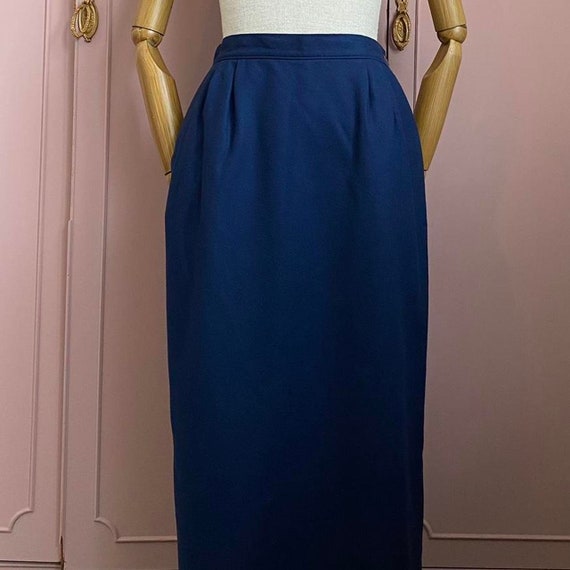 Vintage 60s Wool Midi Skirt Pendleton Blue High W… - image 6