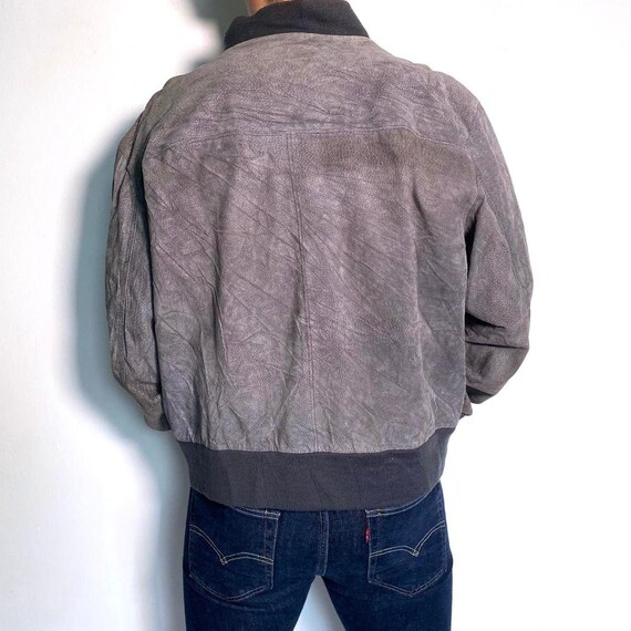 Suede Bomber Jacket Vintage 90s Leather Jacket Ov… - image 3