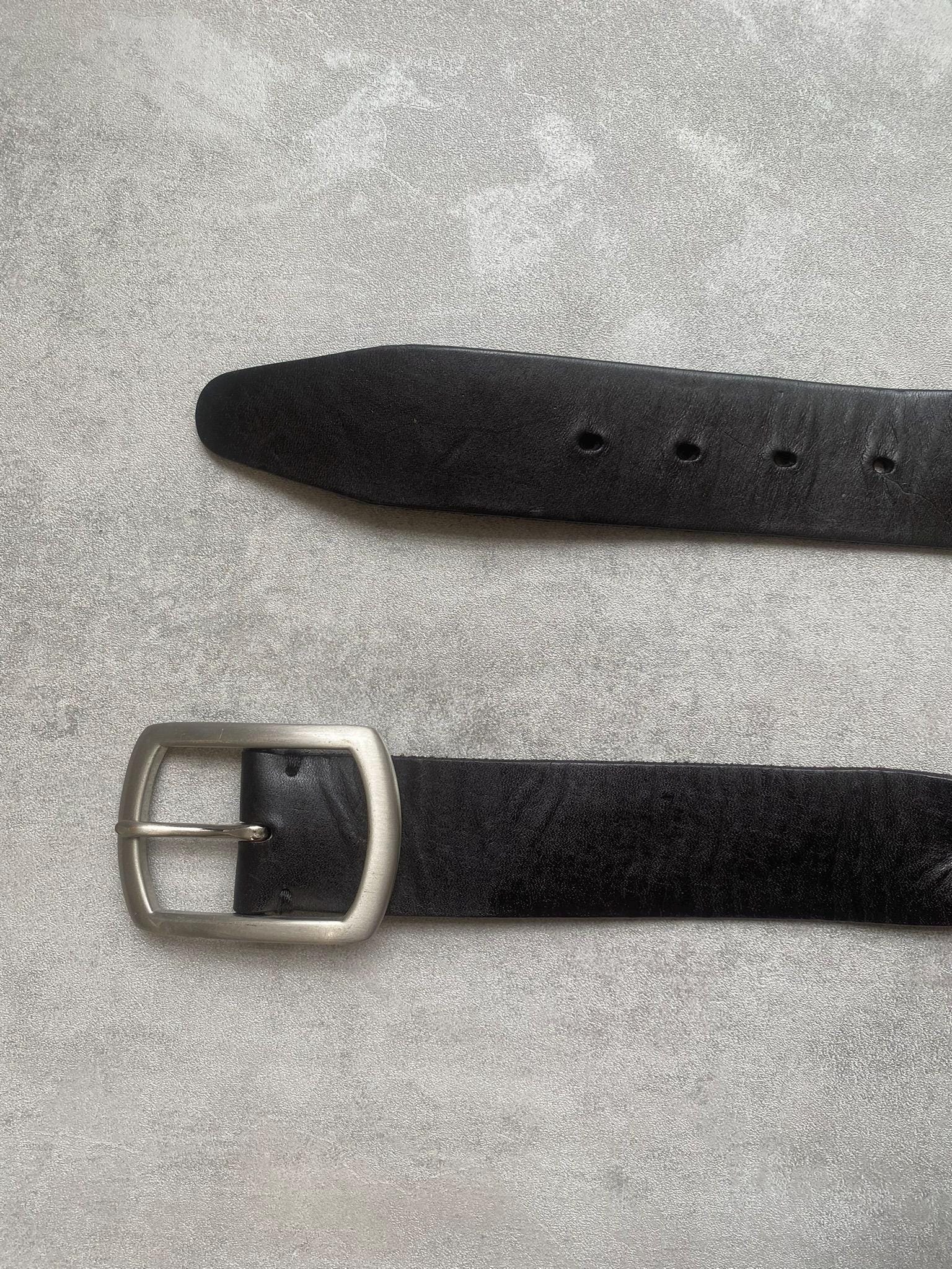 Vintage Black Braided Leather Belt: 90s Silver Buckle, Made 