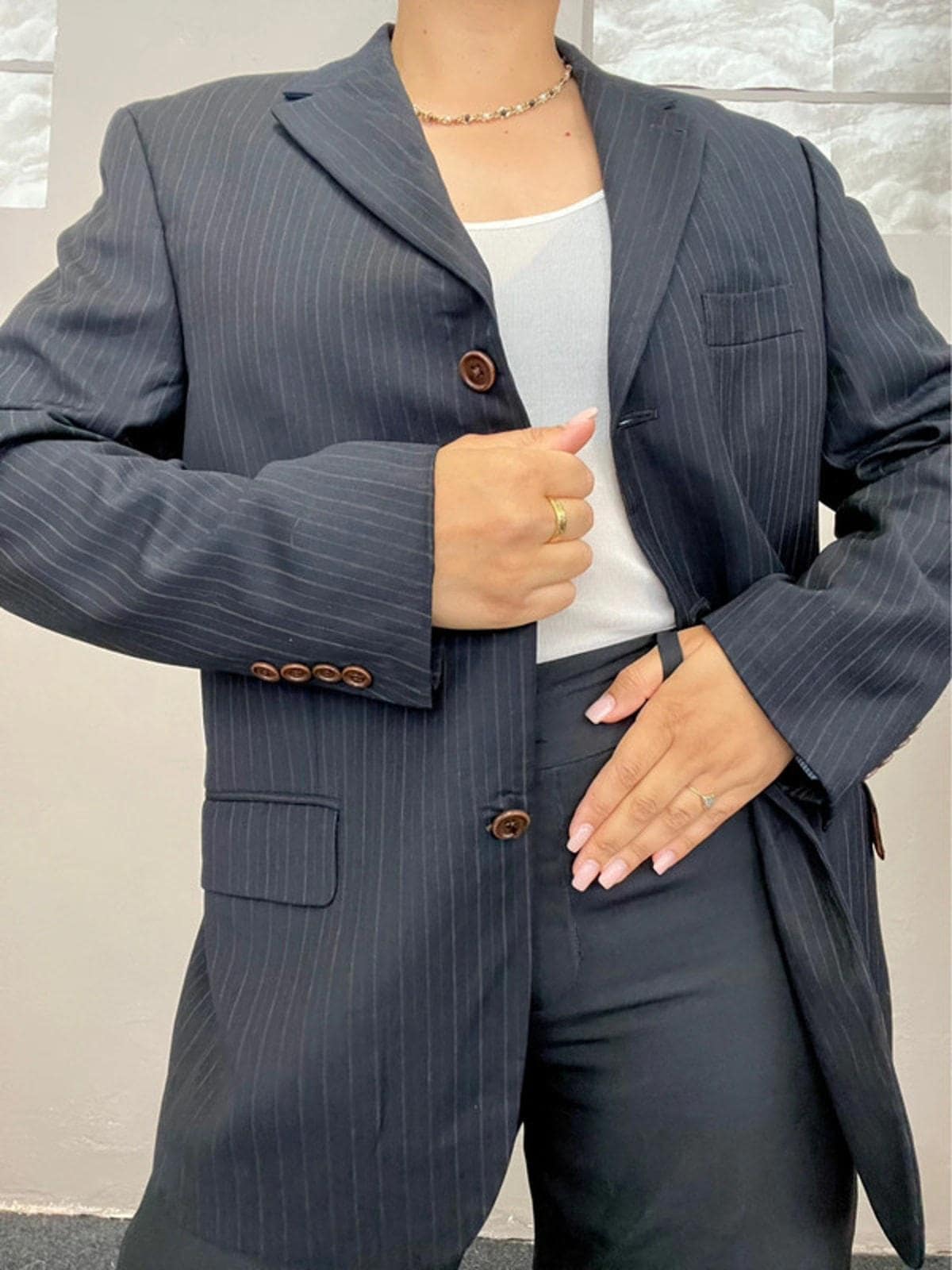 Tommy Hilfiger, Vintage Tommy Hilfiger Black Pinstripe Blazer Over sized Size L
