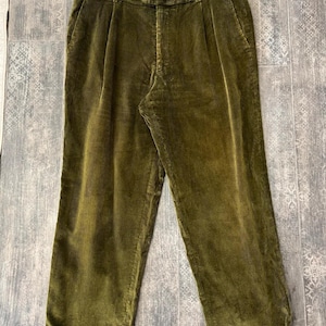 Joseph Turner Olive Green Corduroy Trousers Pleated Trousers 100% Cotton W42