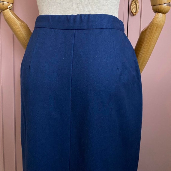 Vintage 60s Wool Midi Skirt Pendleton Blue High W… - image 5