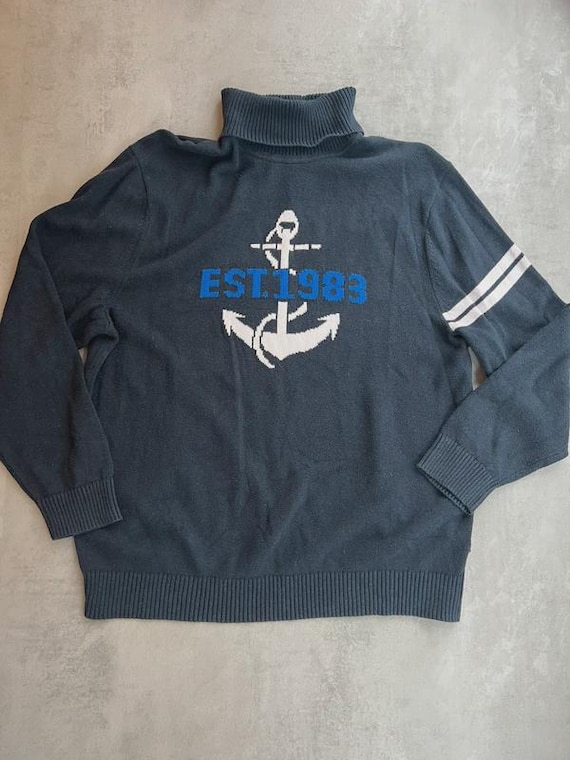 Nautica Roll Neck Knit Jumper Navy Size XXL - Etsy