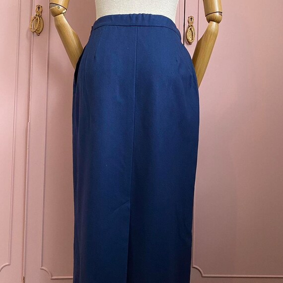 Vintage 60s Wool Midi Skirt Pendleton Blue High W… - image 4