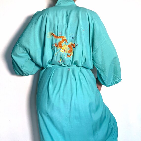 Vintage 70s Kimono Maxi Japanese Dressing Gown Embroi… Gem