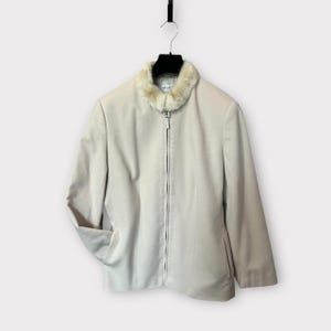 Vintage 90s Olsen Wool Skirt Suit: Faux Fur Collar, UK 16