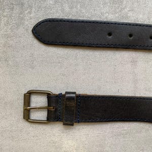 Vintage Belt Woven Black Leather Brass Buckle Western