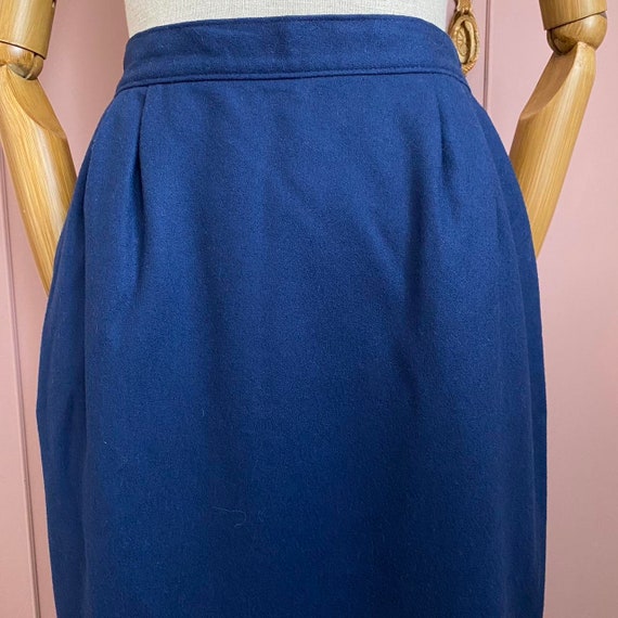 Vintage 60s Wool Midi Skirt Pendleton Blue High W… - image 3