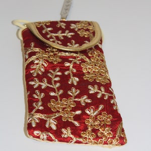 Indian handmade embroidered mobile purse, postal bag, Indian wedding gift, wedding favor return gift for guests, mobile cover