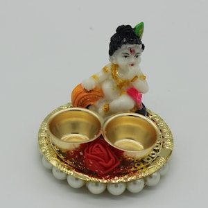 Haldi Kumkum Holder with Krishna, Diwali gift, festive gift, puja return gift, wedding, Diwali gift, baby shower gift, Indian return gift