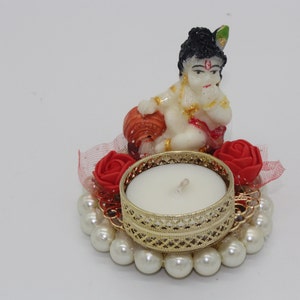 Arihant Creations Tealight candle Holder with Krishna Diwali gift, festive gift, return gift, baby shower, wedding Birthday return gift