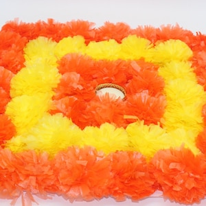 Beautiful Artificial marigold flower rangoli, flower arrangement centerpiece marigold, marigold flower with candle holder