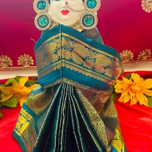 Varalakshmi Kalasam/Kalash Saree, Navaratri Goddess Silk Saree , Mata Rani, Devi, Durga, Maa Laxmi Poshak, Margashirsha Devi Saree