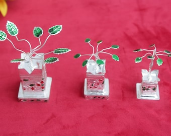 Small and medium German Silver Tulsi Kyara, Wedding Decor, Return Gifts for Pooja, Tulasi Pooja, wedding gift, Navrati , tambulam gifts