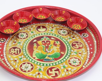 Diwali pooja thali/aarti thali/wedding decor/Ganesha/Indian wedding/Indian return gift