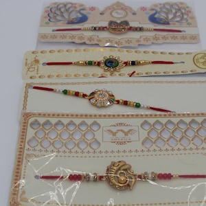 Small Ganesh Rakhi For Brother Bhaiya Bhabhi Traditional Handmade Designer Rakhi Set Roli Chawal,  Rakshabandhan Rakhi Bracelet , kids rakhi