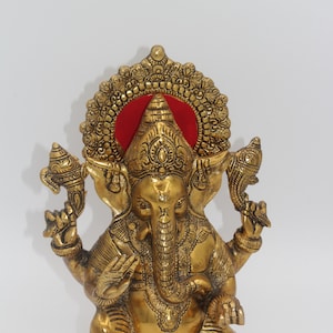 9 inches Big Ganesha idol for home, office, temple pooja gift, metal ganpati murti, Ganesh ji idol for Diwali pooja