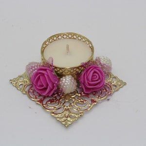 small Flower decorated candle holder, baby shower return gift, Indian return gift, wedding gift, bulk return gift, small favor, varalakshmi