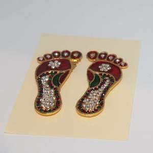 metal Laxmi charan, Lakshmi page, Lakshmi feet for Diwali puja, Diwali Decoration, Hindu Festival pagina for pooja, door decor