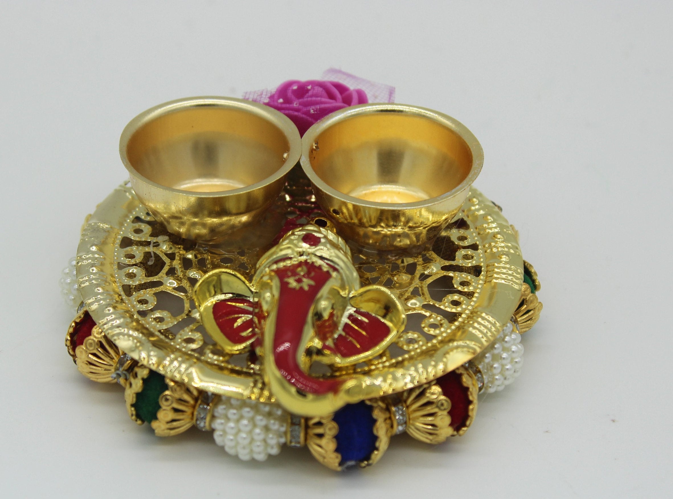 Arihant Creations | Haldi Kumkum Holder with velvet pouch gift packin…