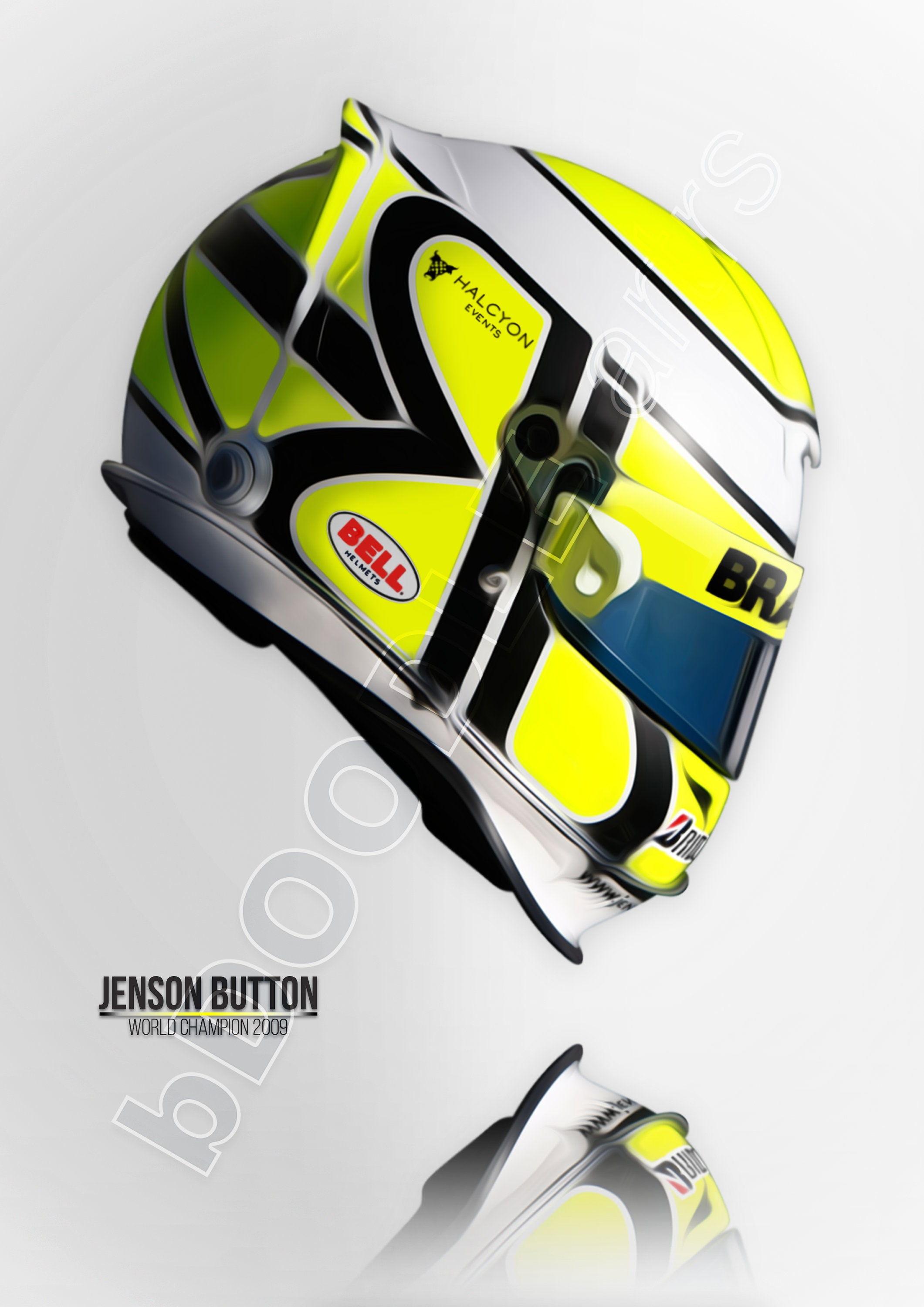 Jenson Button | Helmet | 2009 | Brawn GP | Illustration | Wall Art | Print  | Poster | A4 | A3 | A2 - Etsy