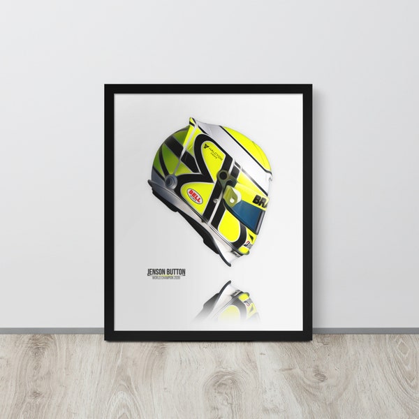 Jenson Button | Helmet | 2009 | Brawn GP | Illustration | Wall Art | Print | Poster | A4 | A3 | A2