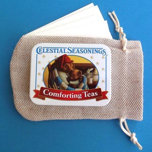 TEA TIN Empty 9 Half Pans and Gansai Pan Watercolor Set in Vintage Celestial Seasonings Palette with Pouch and Saunders Waterford ACEO Cards