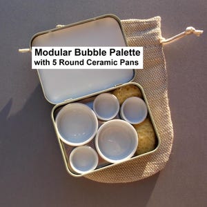 Modular Bubble Palette: Ceramic Round Half & Full Pans in Portable Tin