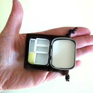 MINIATURE TIN Empty 1 Half Pan and 3 Divided Split Half Pans in Micro Bijou Watercolor Pocket Palette with Travel Carrying Pouch