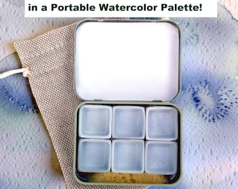 6 Square Porcelain Ceramic Full Pans in Mint Tin Portable Palette