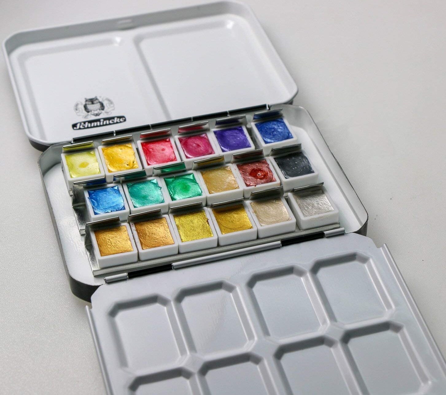 SCHMINCKE Horadam Pearl-metallic Gold Limited Edition Watercolor, 18 Half  Pan Palette Travel Set 