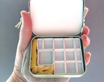 Ceramic Full Pan & Mixed Plastic Half Pans in Travel Watercolor Tin