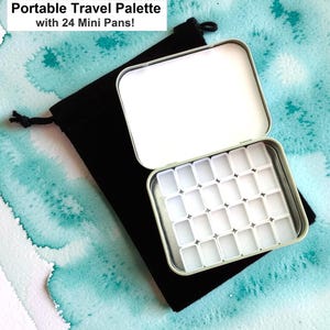 24 Mini Pans (0.5ml) in Portable Mint Tin Travel Watercolor Palette