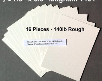 Magnani 1404: 16 láminas de dieciseisavo, Toscana rugosa de 140 lb, 7,5 x 5,5