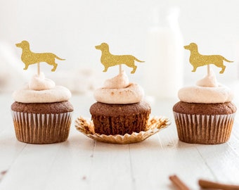 Sausage Dog Cupcake Toppers | Dachshund Cupcake Toppers | Sausage Dog Cake Decoration