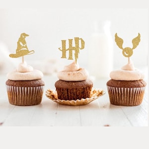 Harry Potter Cupcake Toppers  | Snitch, Sorting Hat, Wizard, Hogwarts | Harry Potter Cake Topper